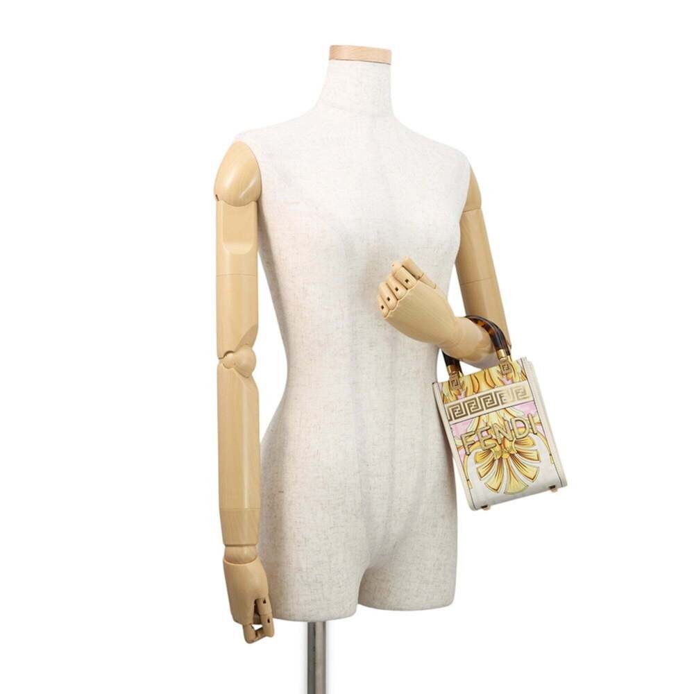 Fendi Handbag Fenderche Sunshine Shopper Mini Canvas 8BS051 2-way Shoulder Ba... - Picture 4 of 16